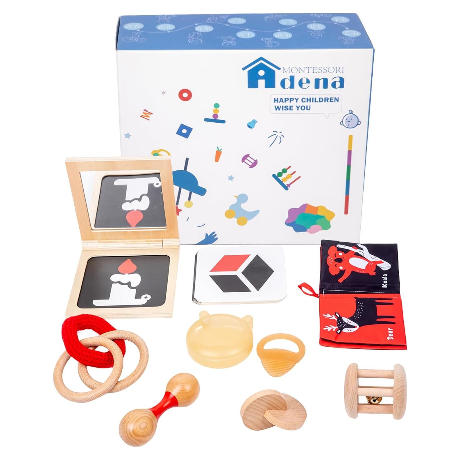 Kit de Juego Montessori Adena 8 en 1 para Bebés 3-4 Meses