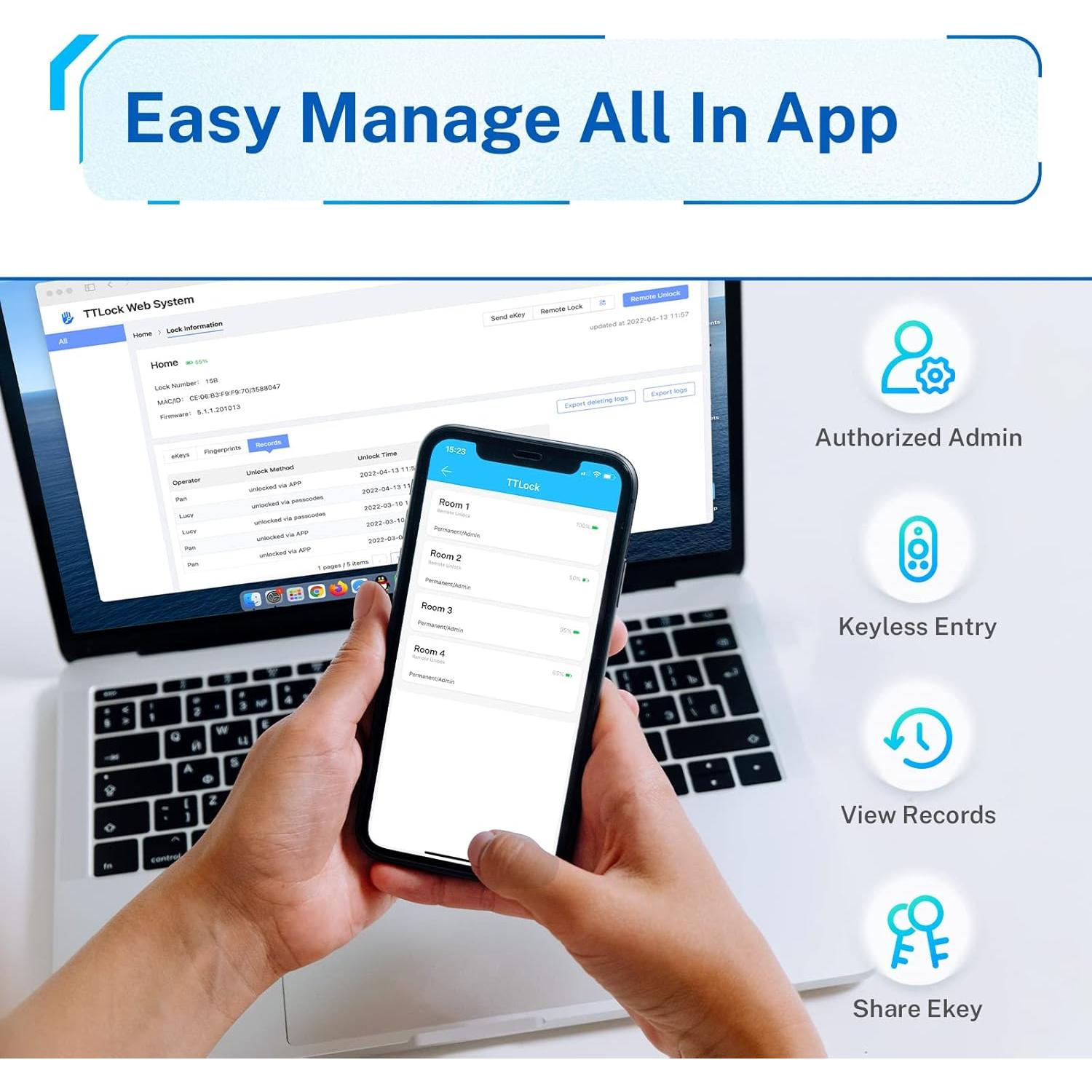 Cerradura Inteligente KUCACCI con Huella Dactilar y Teclado