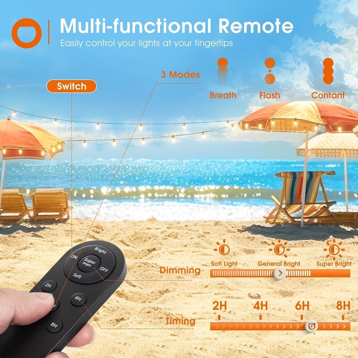 Luces de Cadena Solares addlon 54FT con Control Remoto y USB