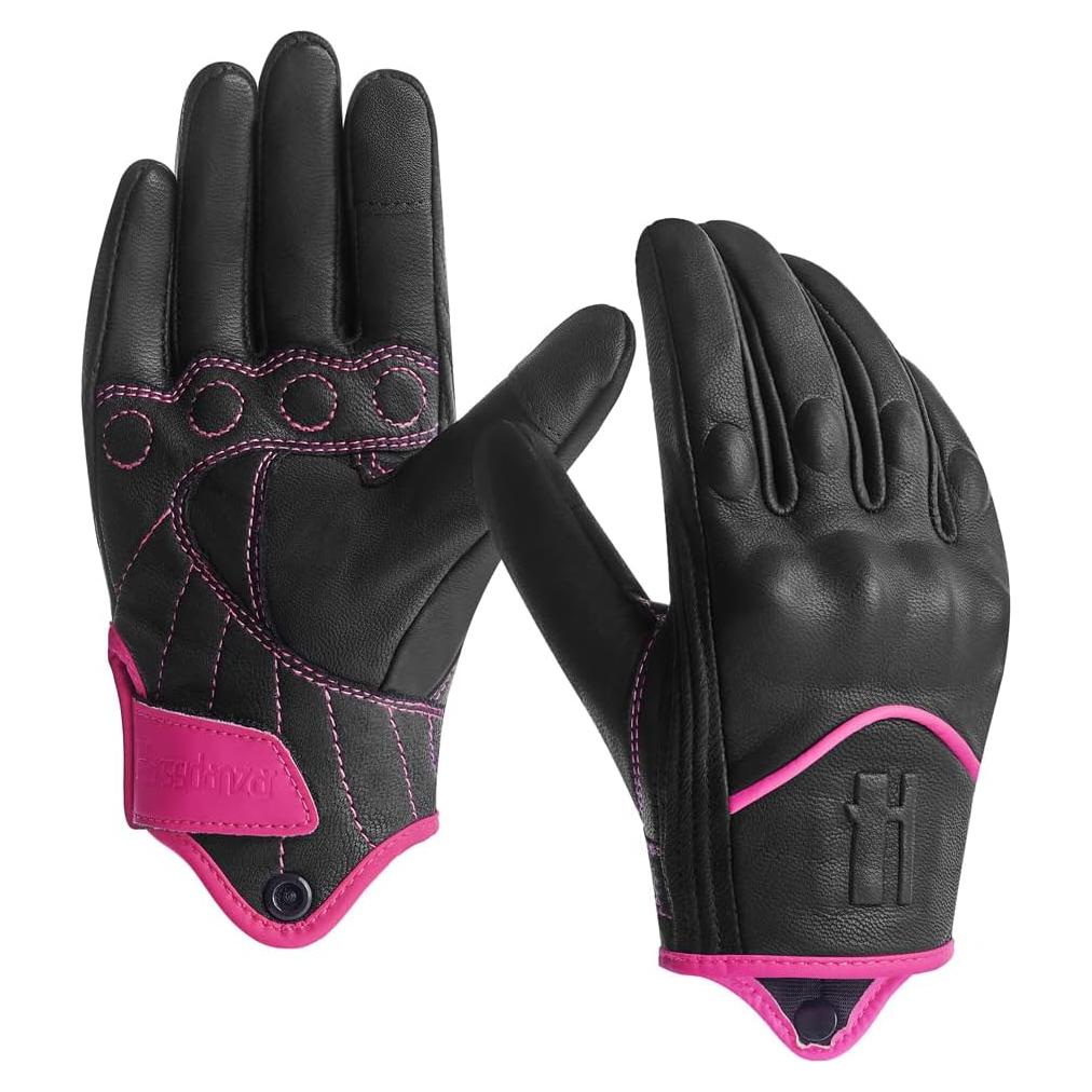 Guantes de motocicleta mujer Harssidanzar GL016 cuero táctil