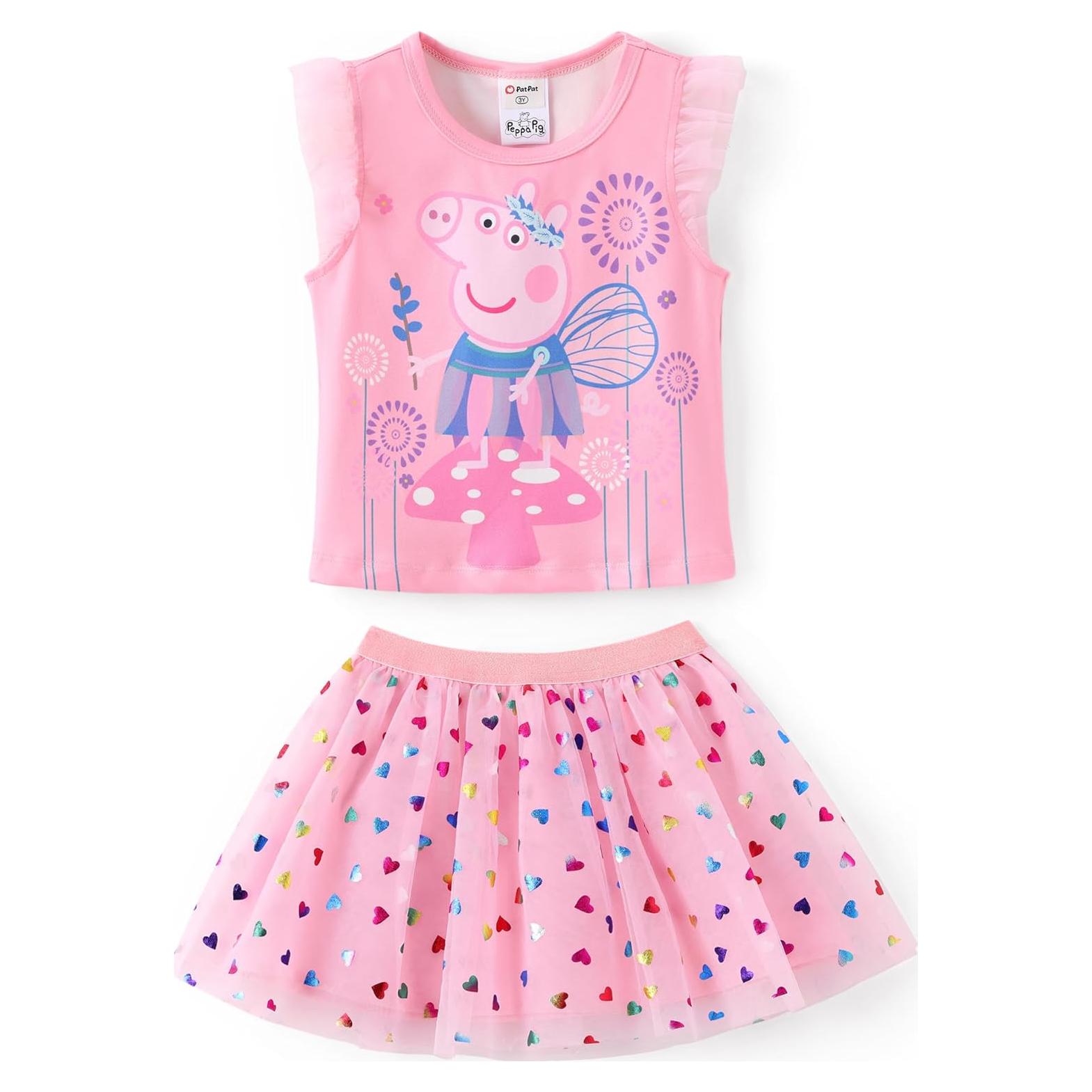 Conjunto Peppa Pig 2 Piezas Niña 5-6 Años Top y Falda