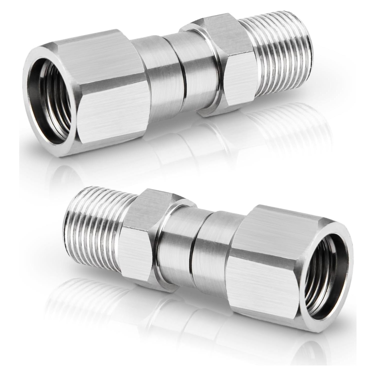 Conector Giratorio 3/8" NPT Acero Inoxidable 5000 PSI - 2 Piezas