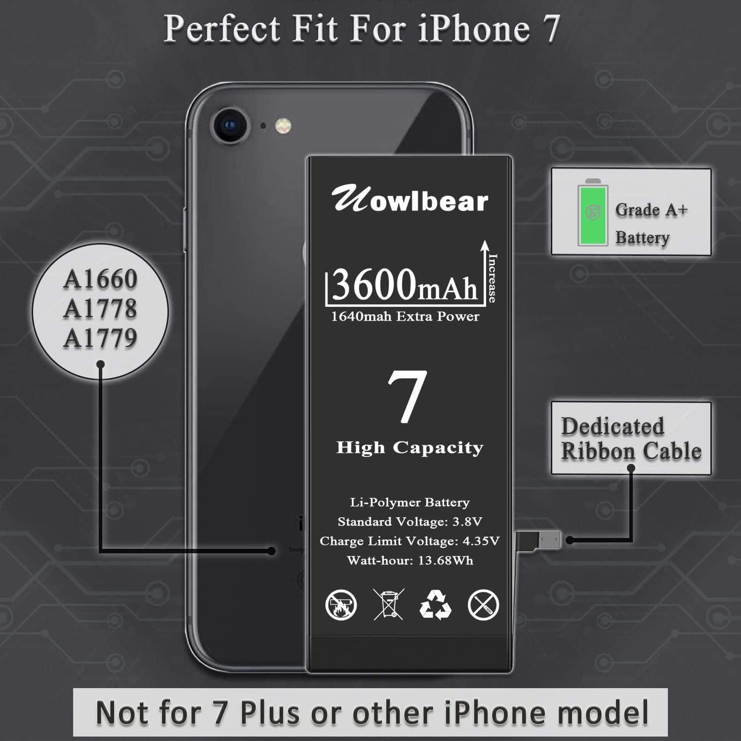 Batería de Reemplazo Uowlbear para iPhone 7 3600mAh