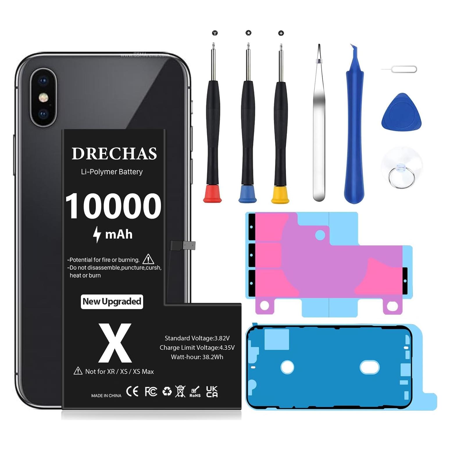 Batería de Reemplazo DRECHAS 10000mAh para iPhone X