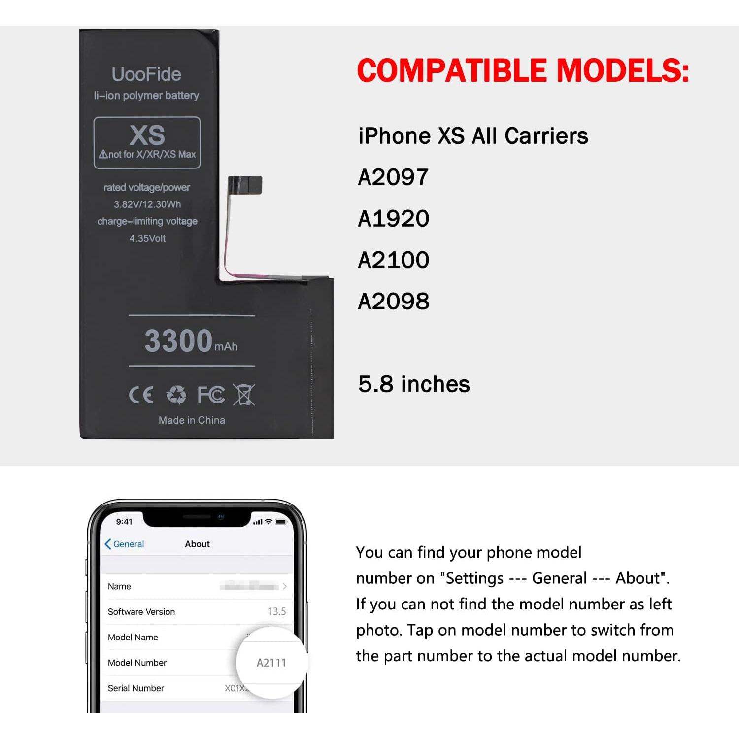 Batería de Reemplazo UooFide para iPhone XS 4330mAh