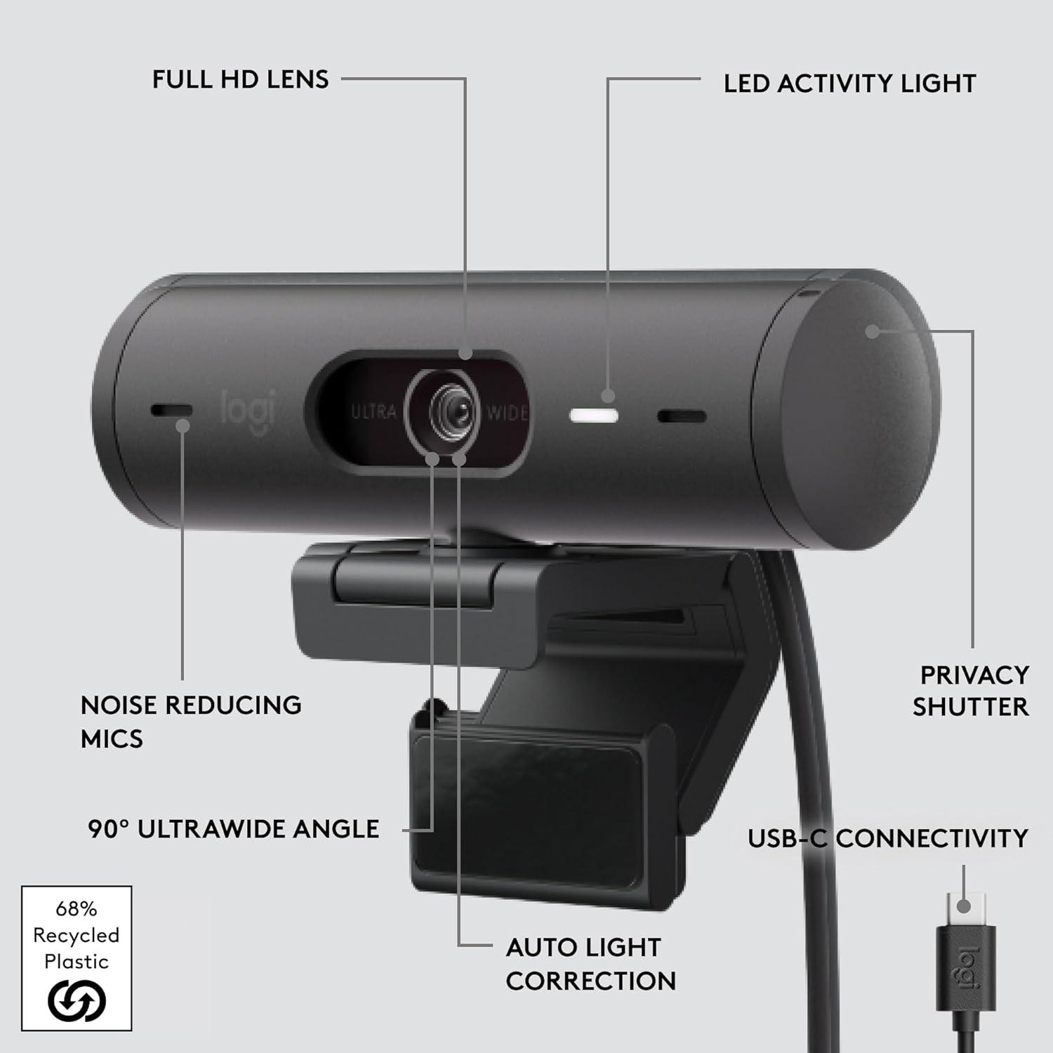 Webcam Logitech Brio 501 Full HD con Micrófonos y Luz