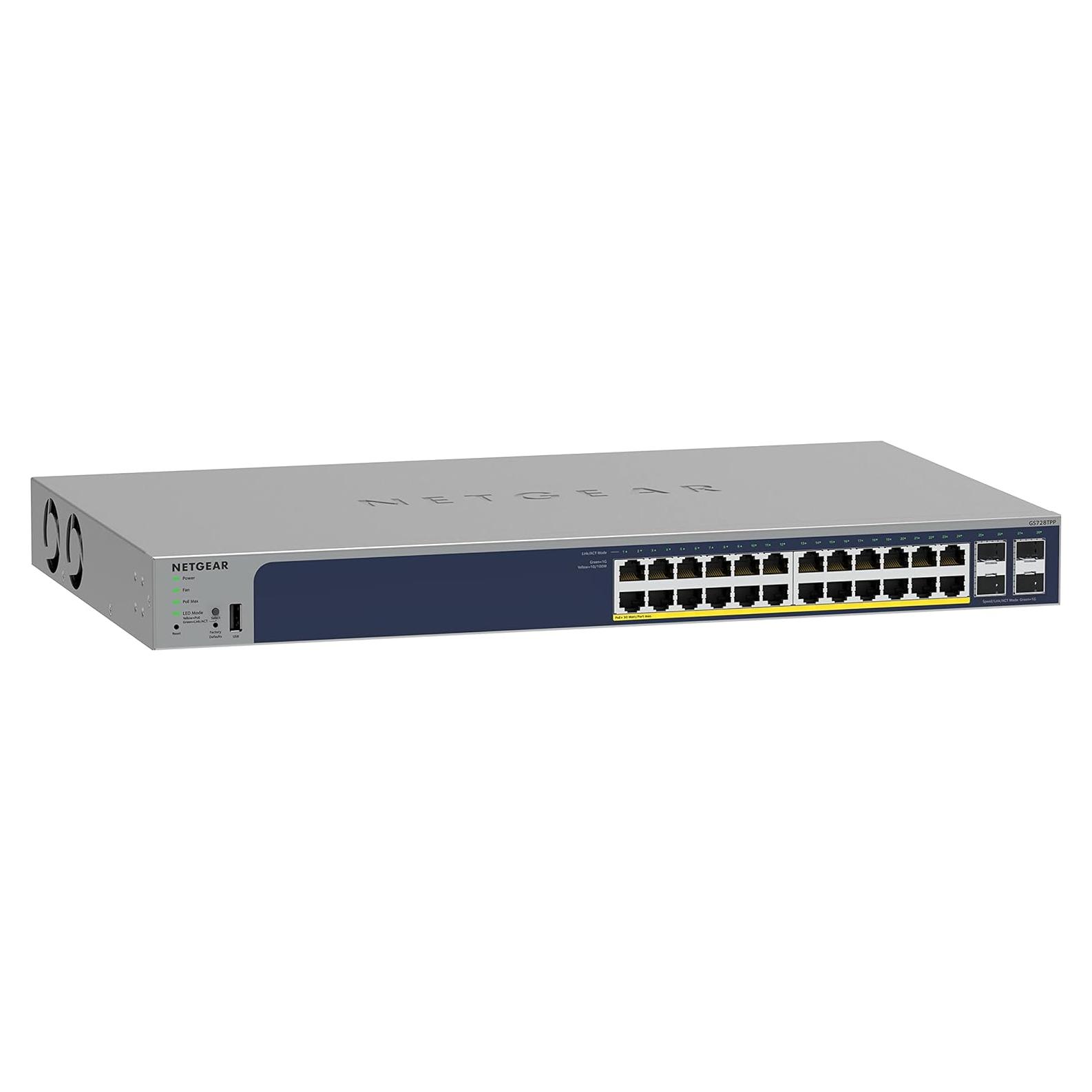 Interruptor Inteligente NETGEAR GS728TPP 28 Puertos PoE+ 380W