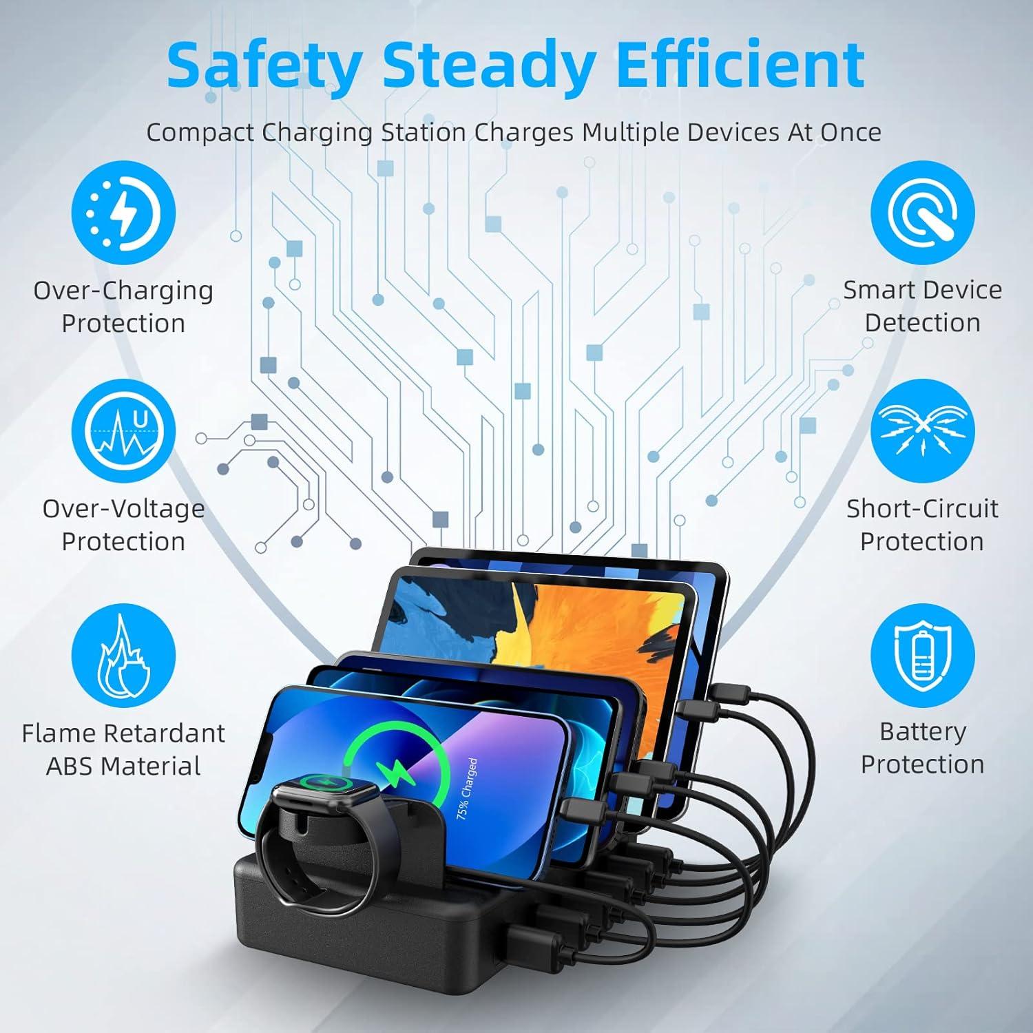 Estación de Carga 50W Creative Design 6 Puertos USB Negro
