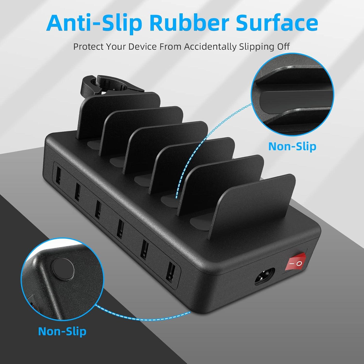 Estación de Carga 50W Creative Design 6 Puertos USB Negro