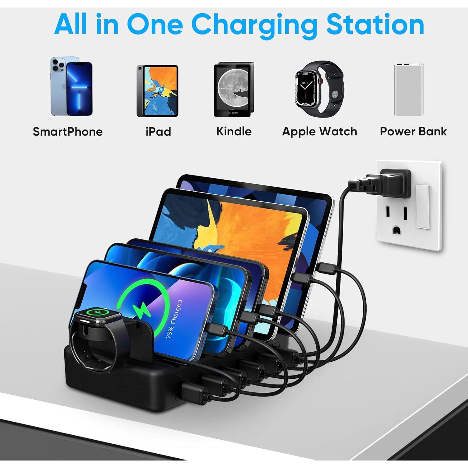 Estación de Carga 50W Creative Design 6 Puertos USB Negro