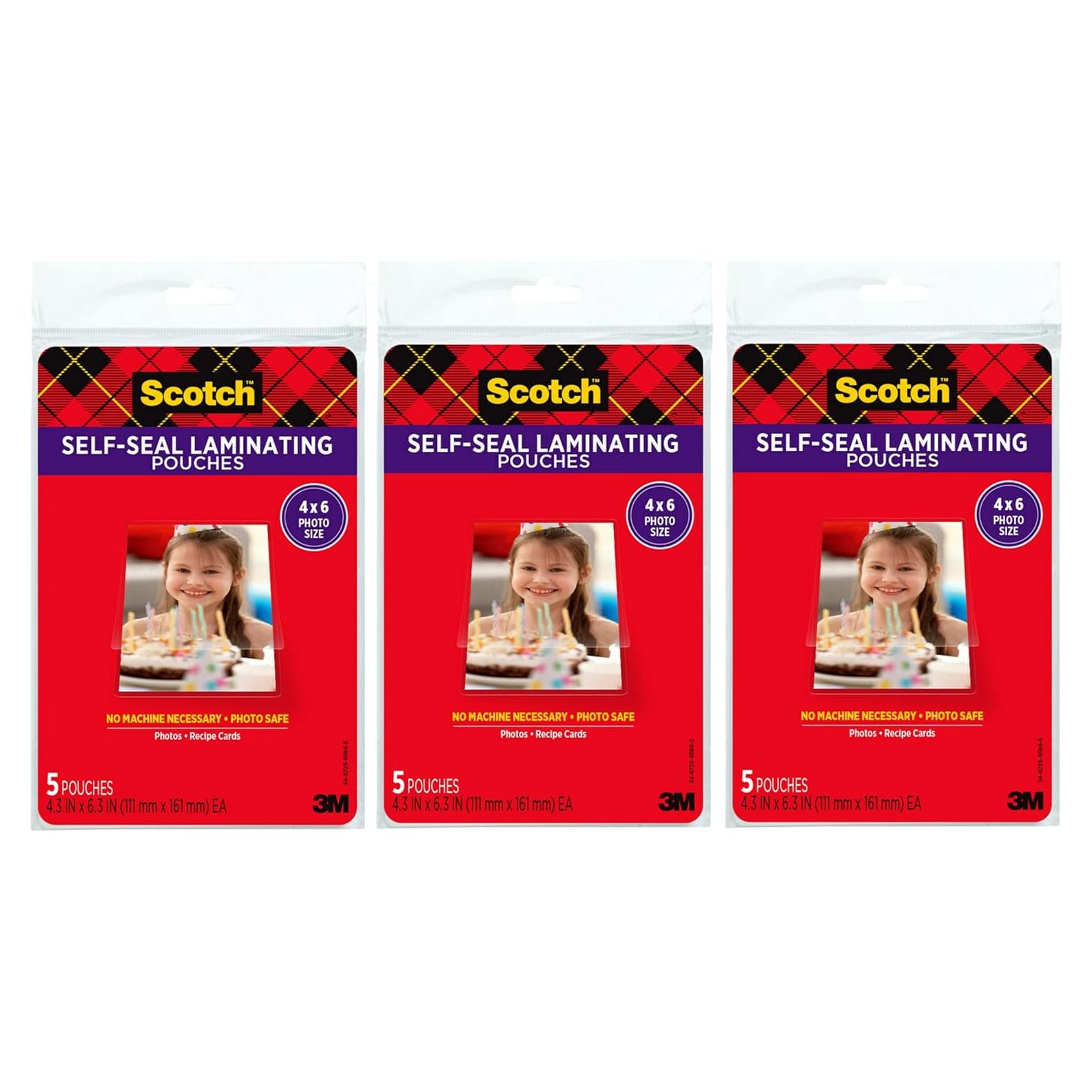 Laminado Autoadhesivo Scotch 4x6 cm - Paquete de 15 Hojas
