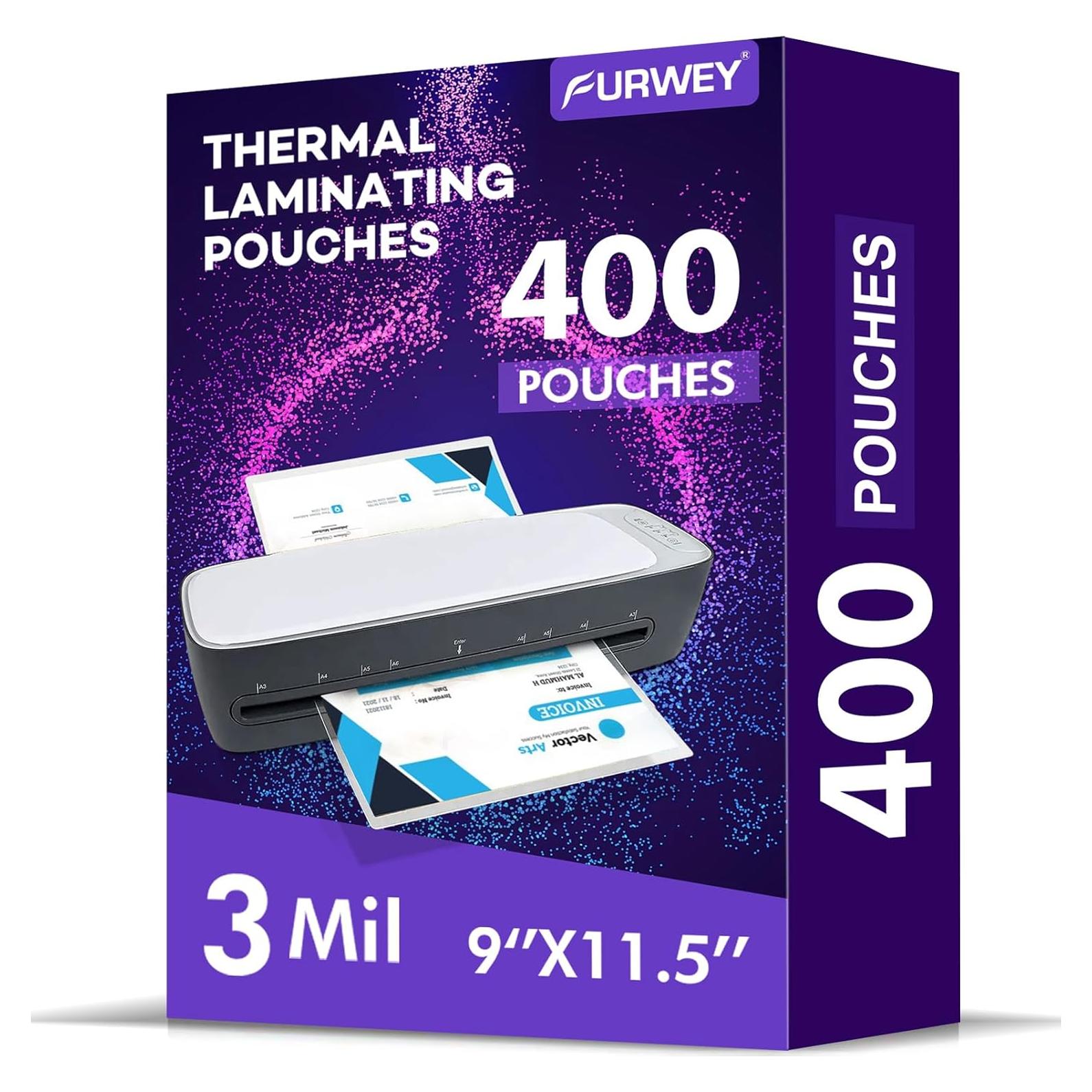 Paquete de 400 Hojas de Laminado FURWEY 3 Mil Transparente