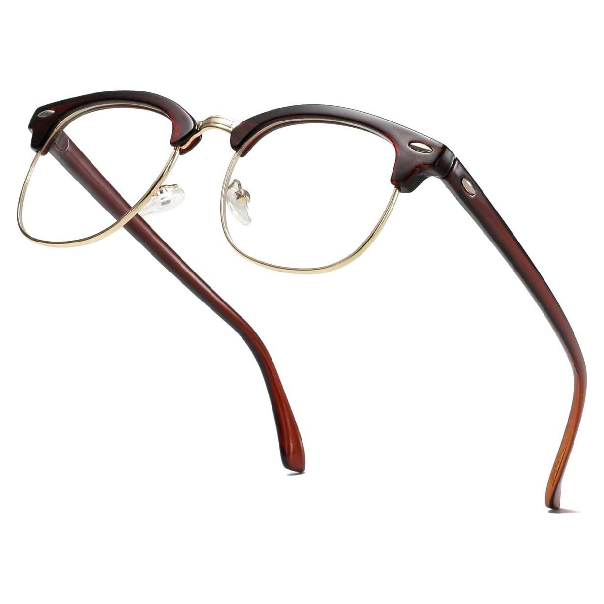 Gafas AISSWZBER Vintage Semi-Montura Lente Claro 50mm