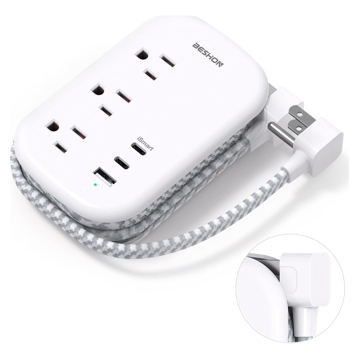 Regleta BESHON 3 Salidas y 3 USB-C, Cable 0.97m