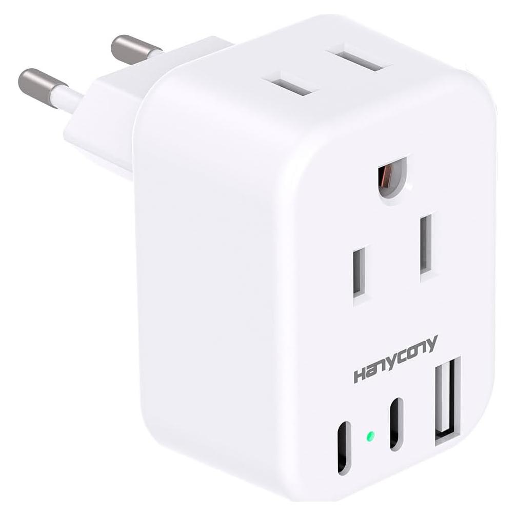 Adaptador de Enchufe de Viaje HANYCONY Tipo C 5 en 1 USB