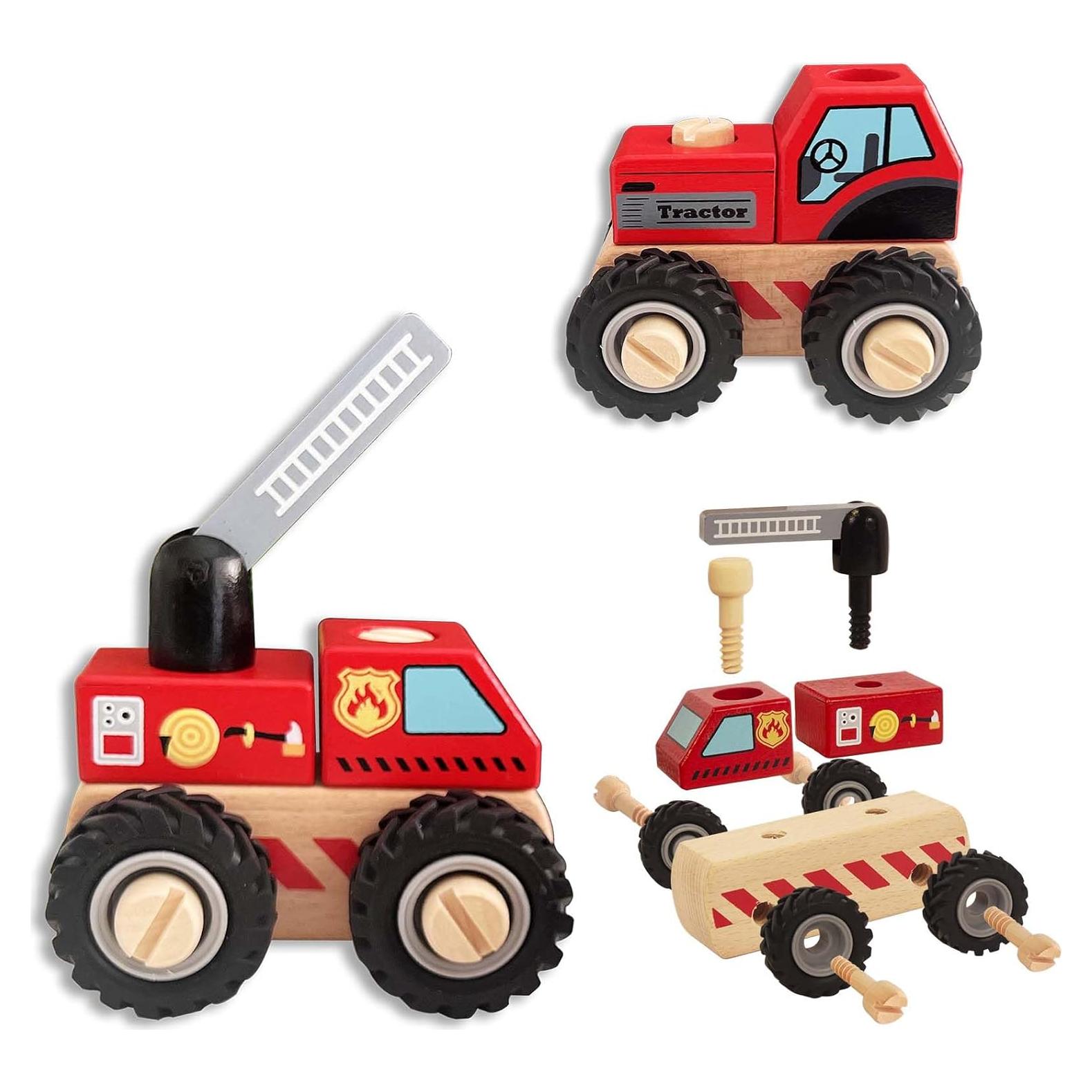 Juguetes de Construcción de Madera WoodenEdu - Grúas y Tractor