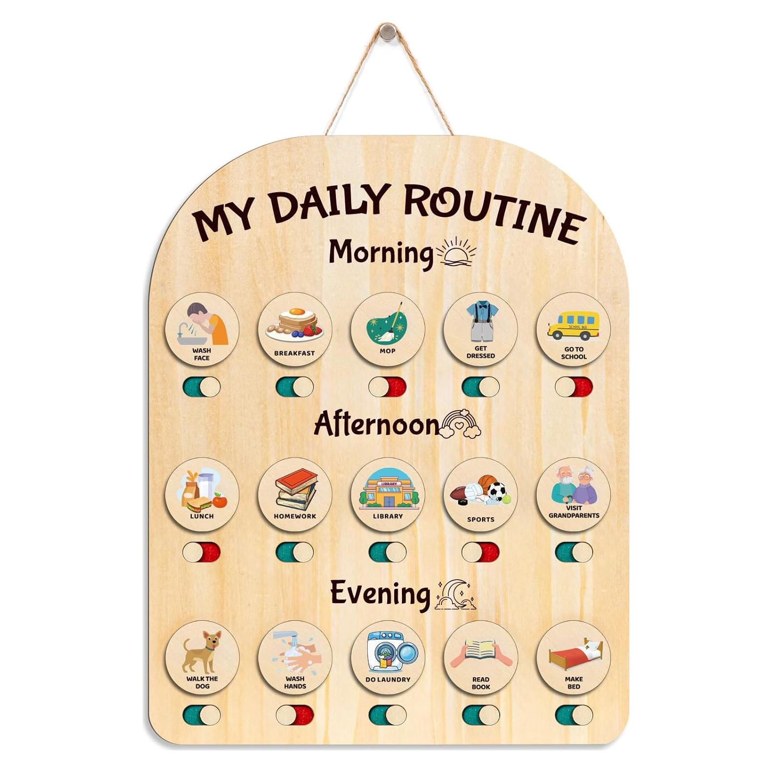 Tabla de Rutina Diaria Infantil CQNET 35.5x27.9cm Madera