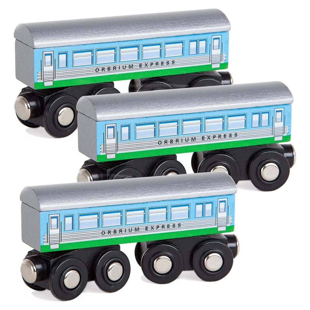 Coches de Ferrocarril de Madera Orbrium - 3 Pcs, 11.43 cm