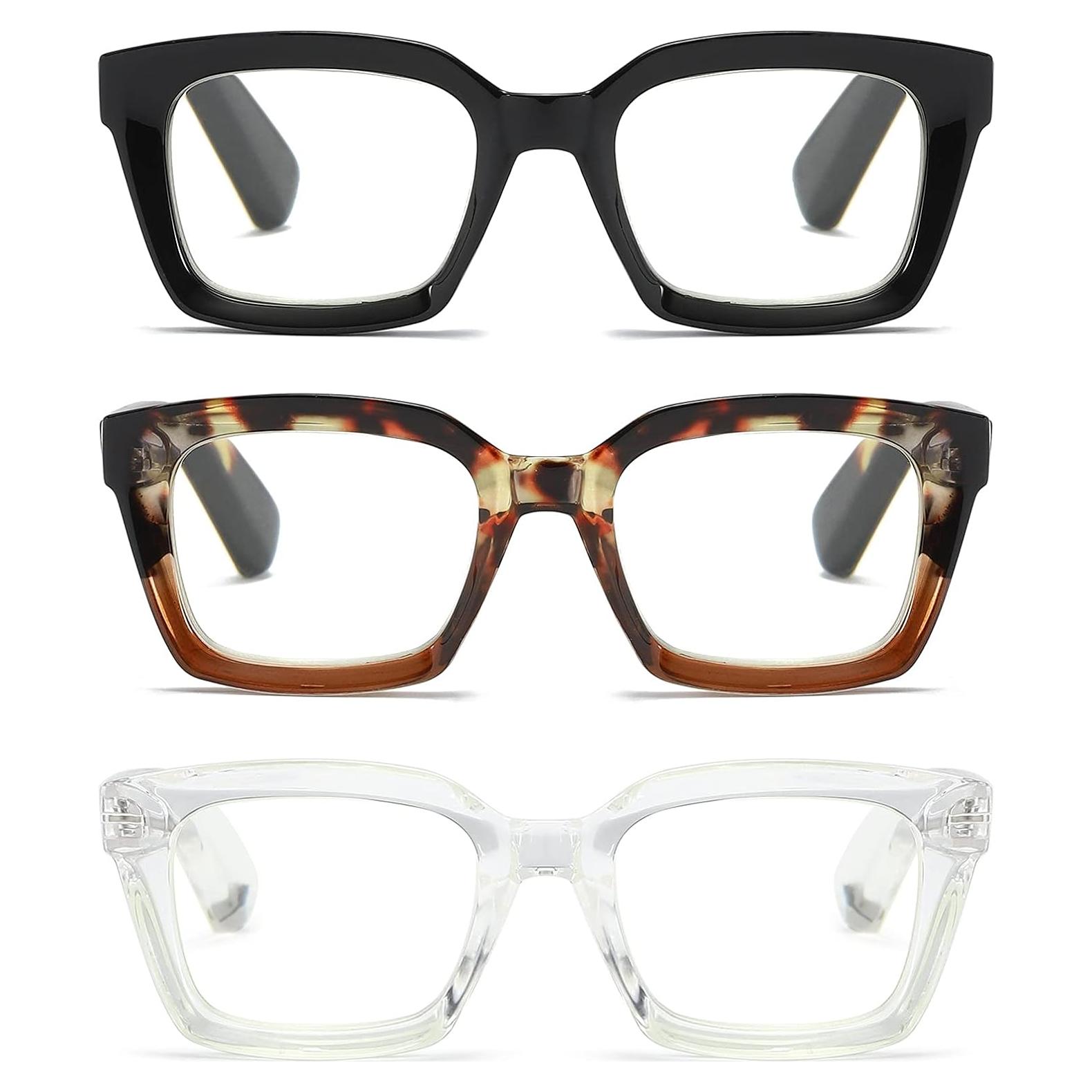 Paquete de 3 Gafas de Lectura ZXYOO Cuadradas 2.5x UV400