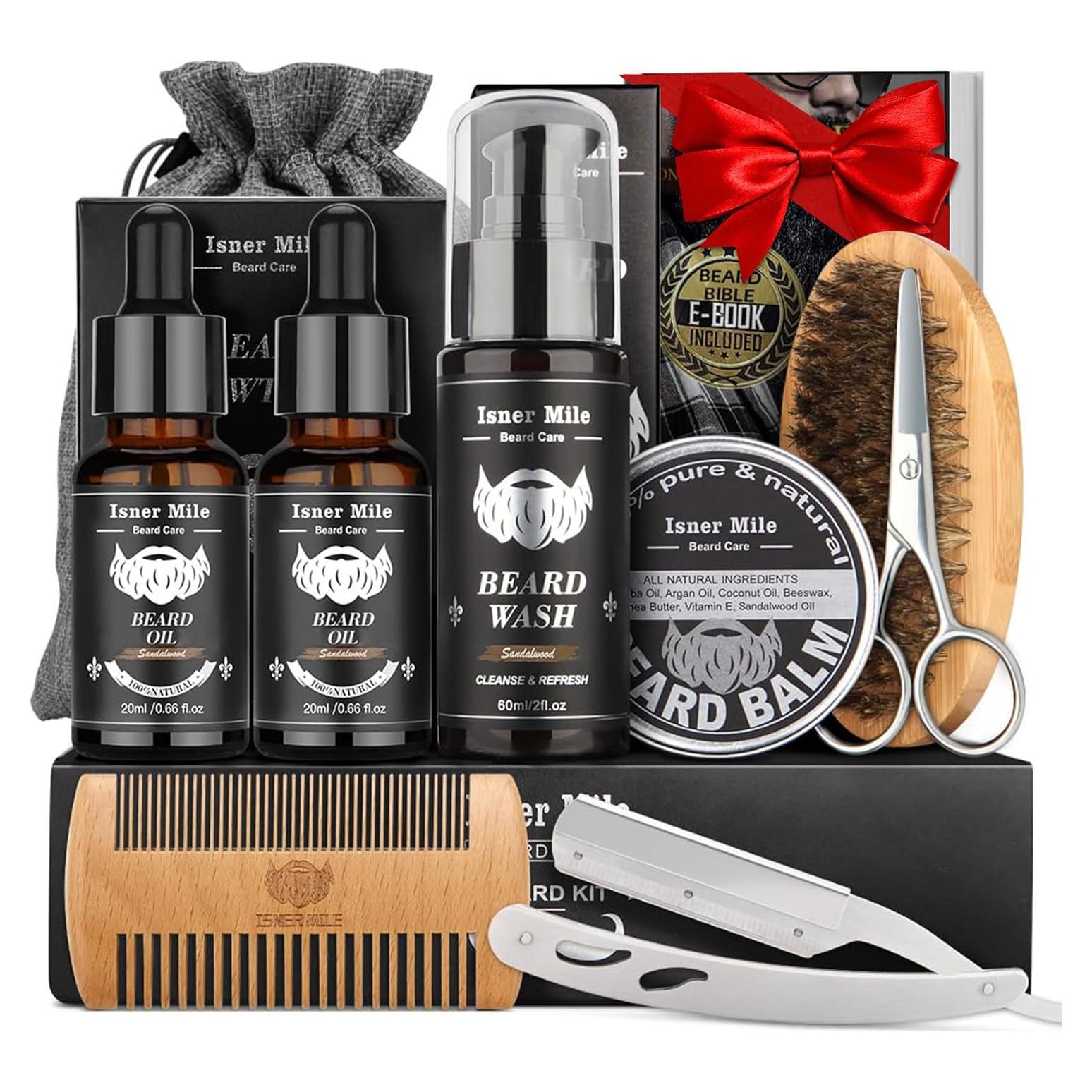 Kit de Barba Isner Mile con Champú, Aceite y Tijeras