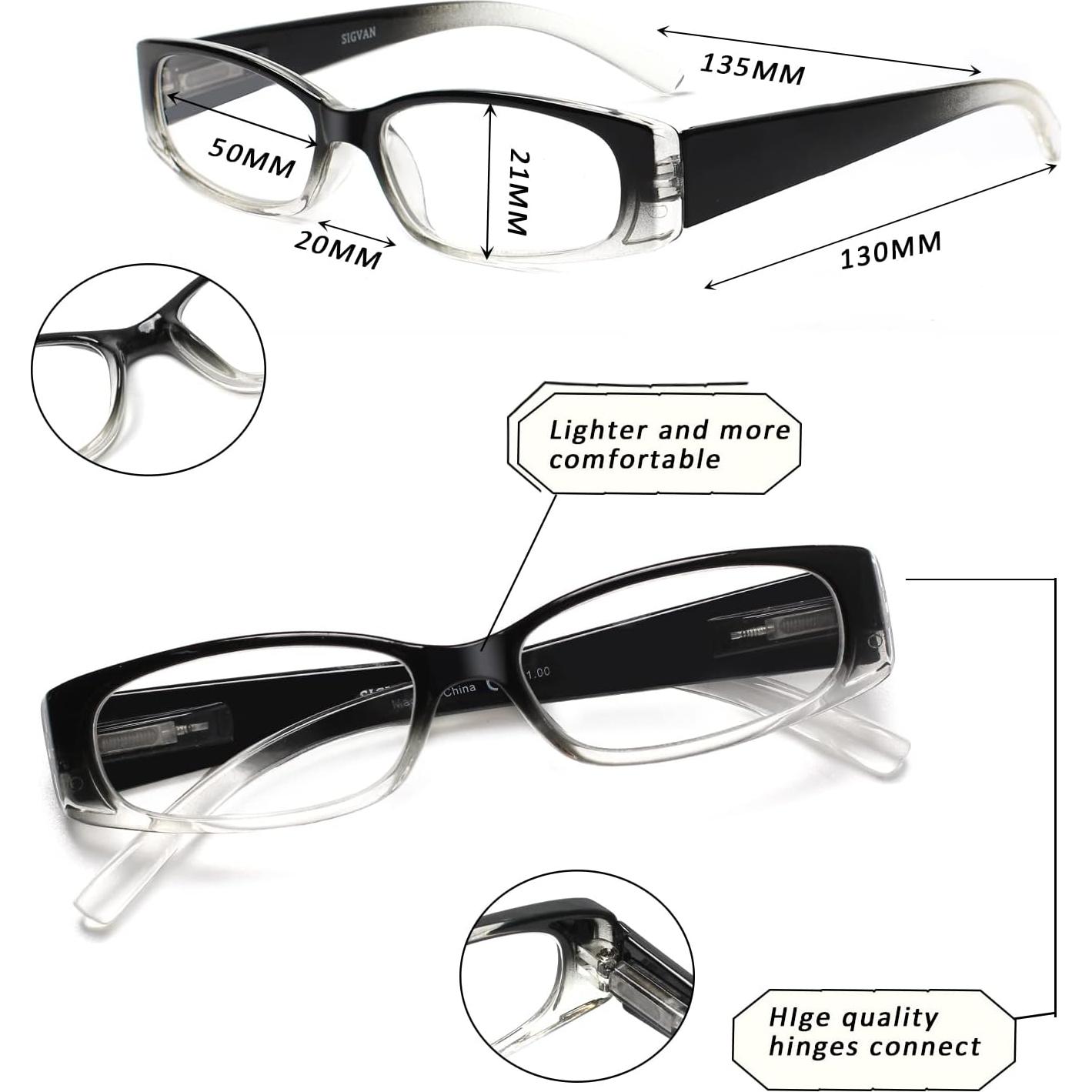 Paquete de 5 Gafas de Lectura SIGVAN 2.50 Rectangulares