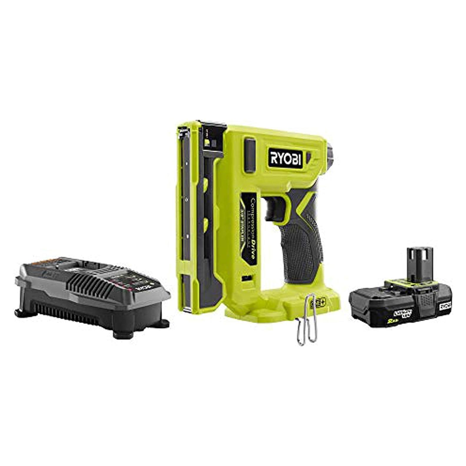Grapadora Inalámbrica RYOBI P317-P163 18V con Batería 2.0Ah