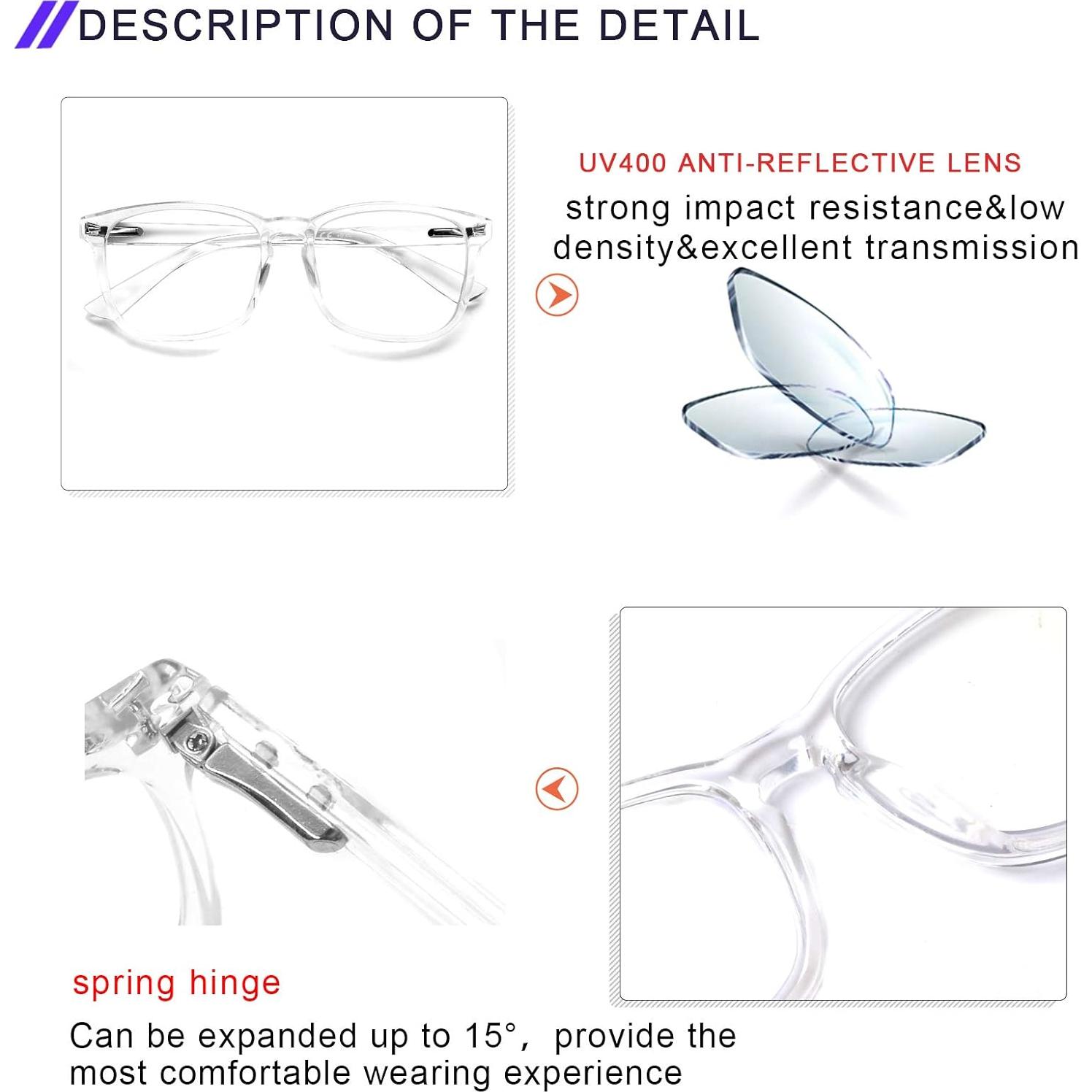SIGVAN Progressive Multifocal Computer Glasses Women Men Blue Light Blocking Reading Glasses Spring Hinge Readers (2 Transparent, 1.0)