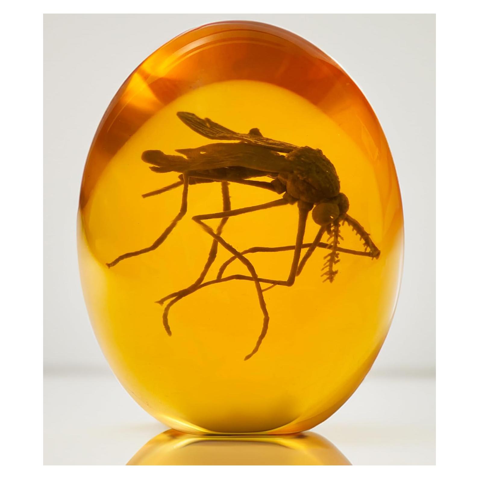 Mosquito 3D en Ámbar VEOJEIN | Réplica Decorativa 8.4 cm