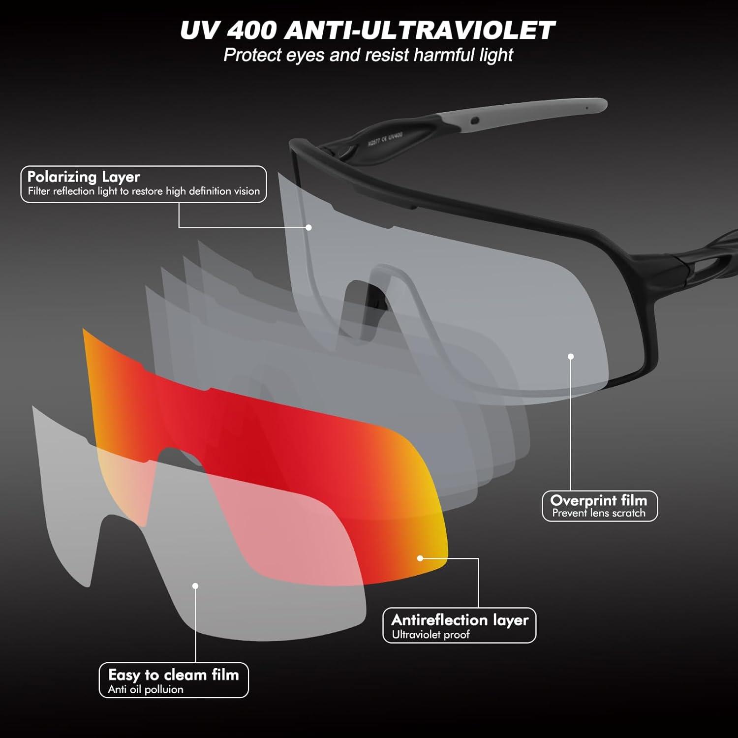 Gafas de Ciclismo BangLong UV400, Ligeras y Comodas