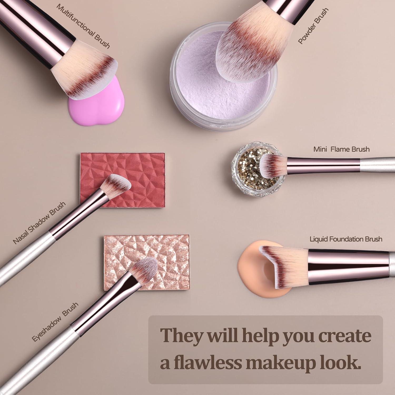 Conjunto de Brochas de Maquillaje BS-MALL 18 Pcs Sintéticas