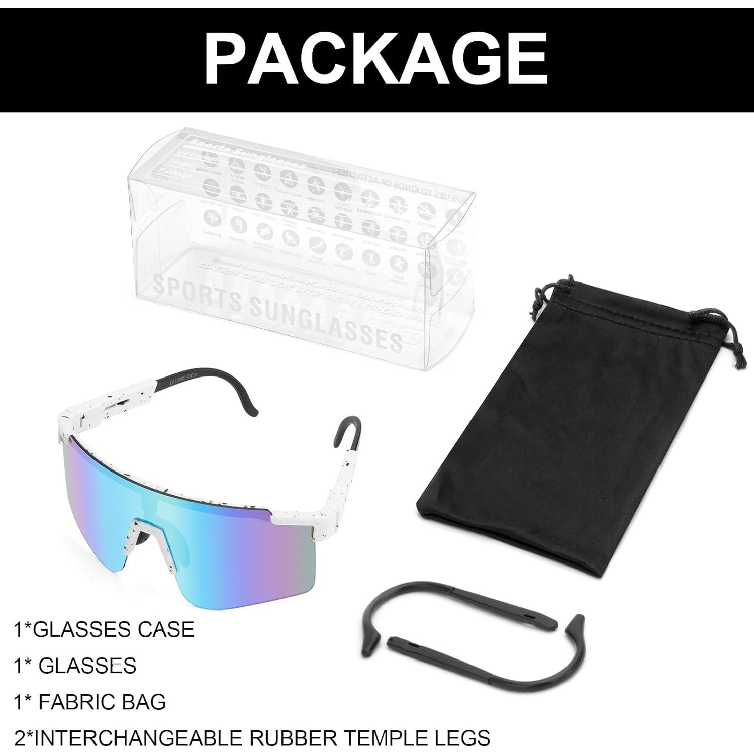 Gafas de Ciclismo Roibeao UV400 Ligeras Unisex Azul y Blanco