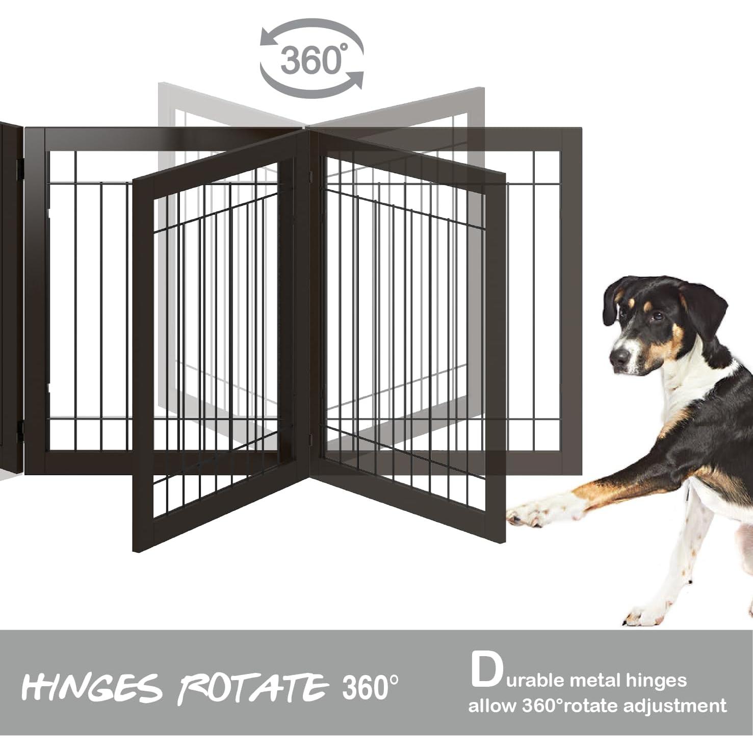Puerta para Perros PAWLAND Extra Ancha 6 Paneles Espresso 144x81 cm