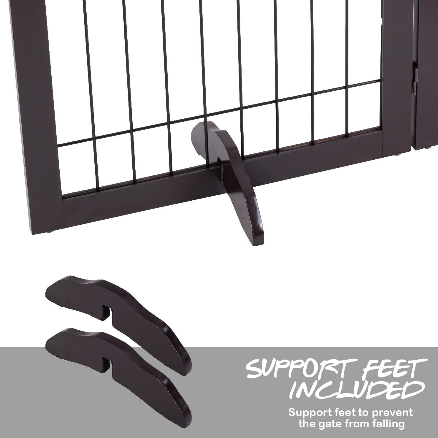 Puerta para Perros PAWLAND Extra Ancha 6 Paneles Espresso 144x81 cm