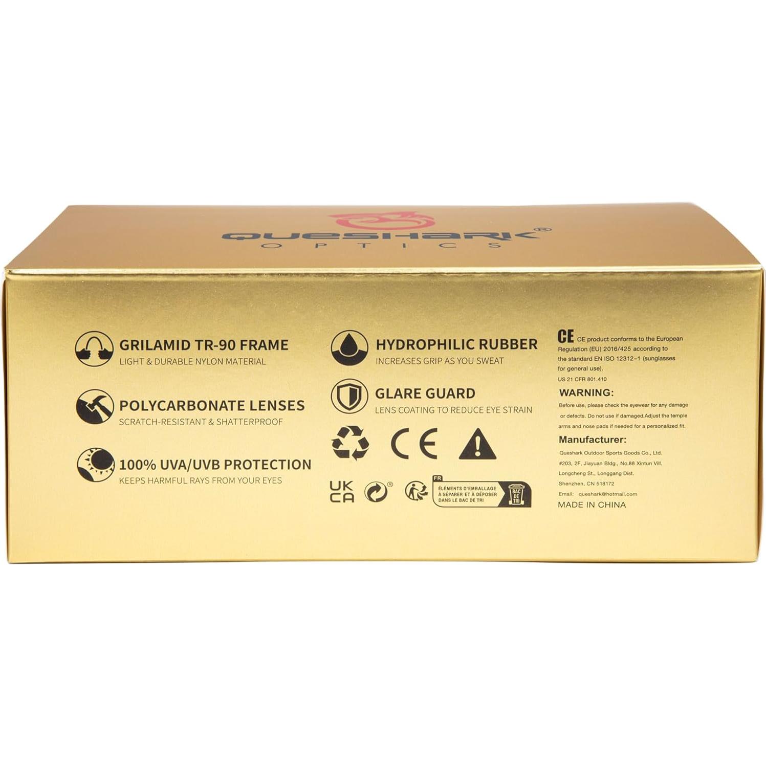 Gafas de Ciclismo Queshark con 3 Lentes Polarizadas UV400