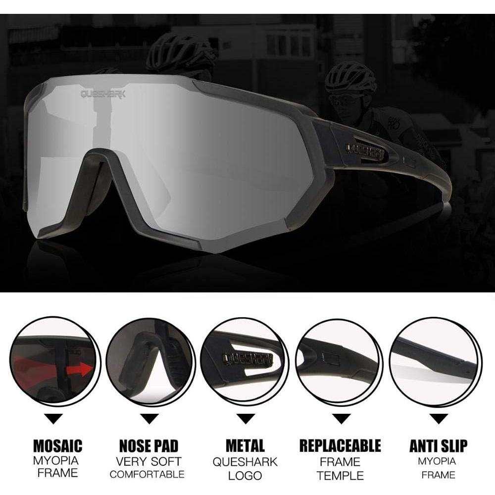 Gafas de Ciclismo Queshark con 3 Lentes Polarizadas