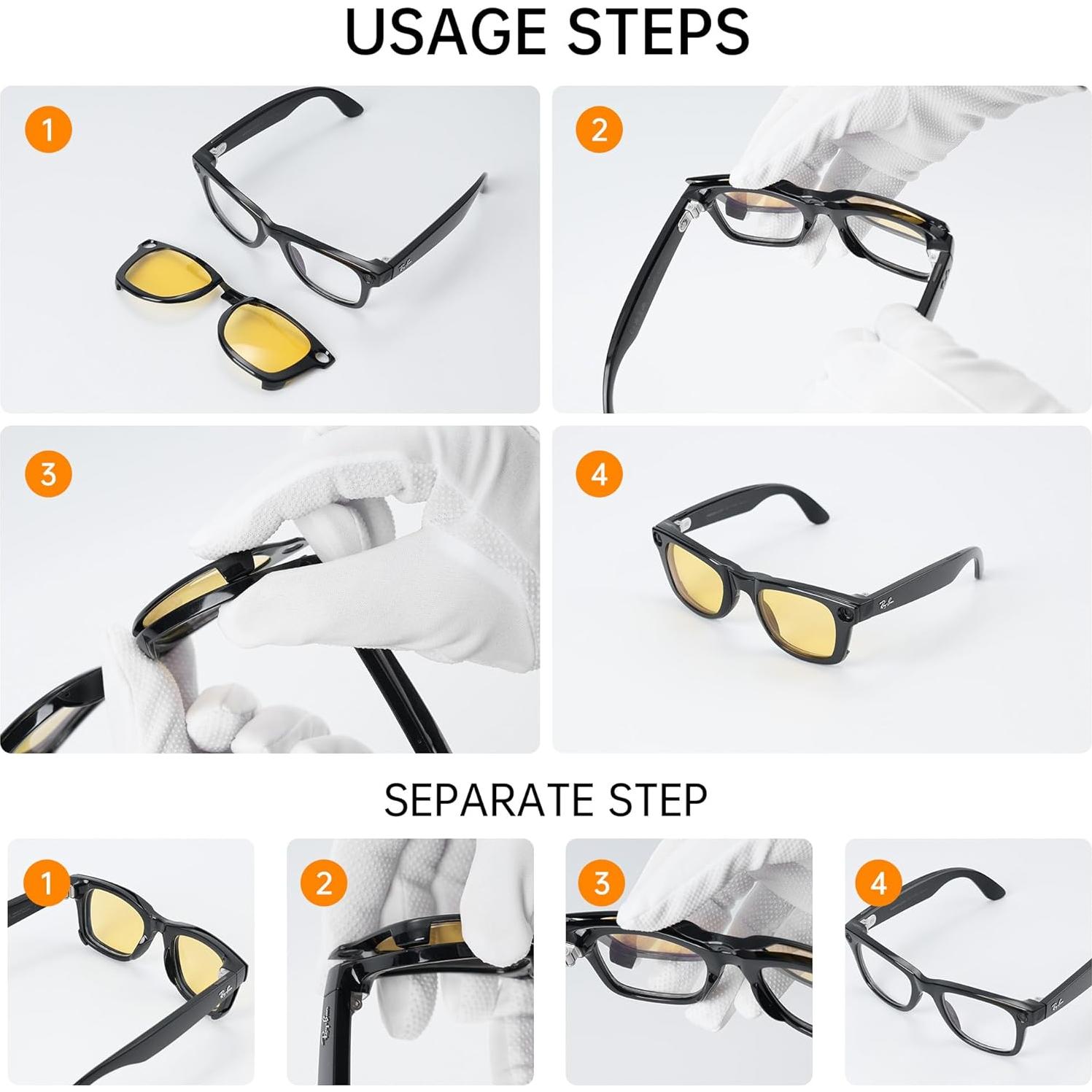 Clip Polarizado HiBloks para Ray-Ban Meta Wayfarer M 4Pcs