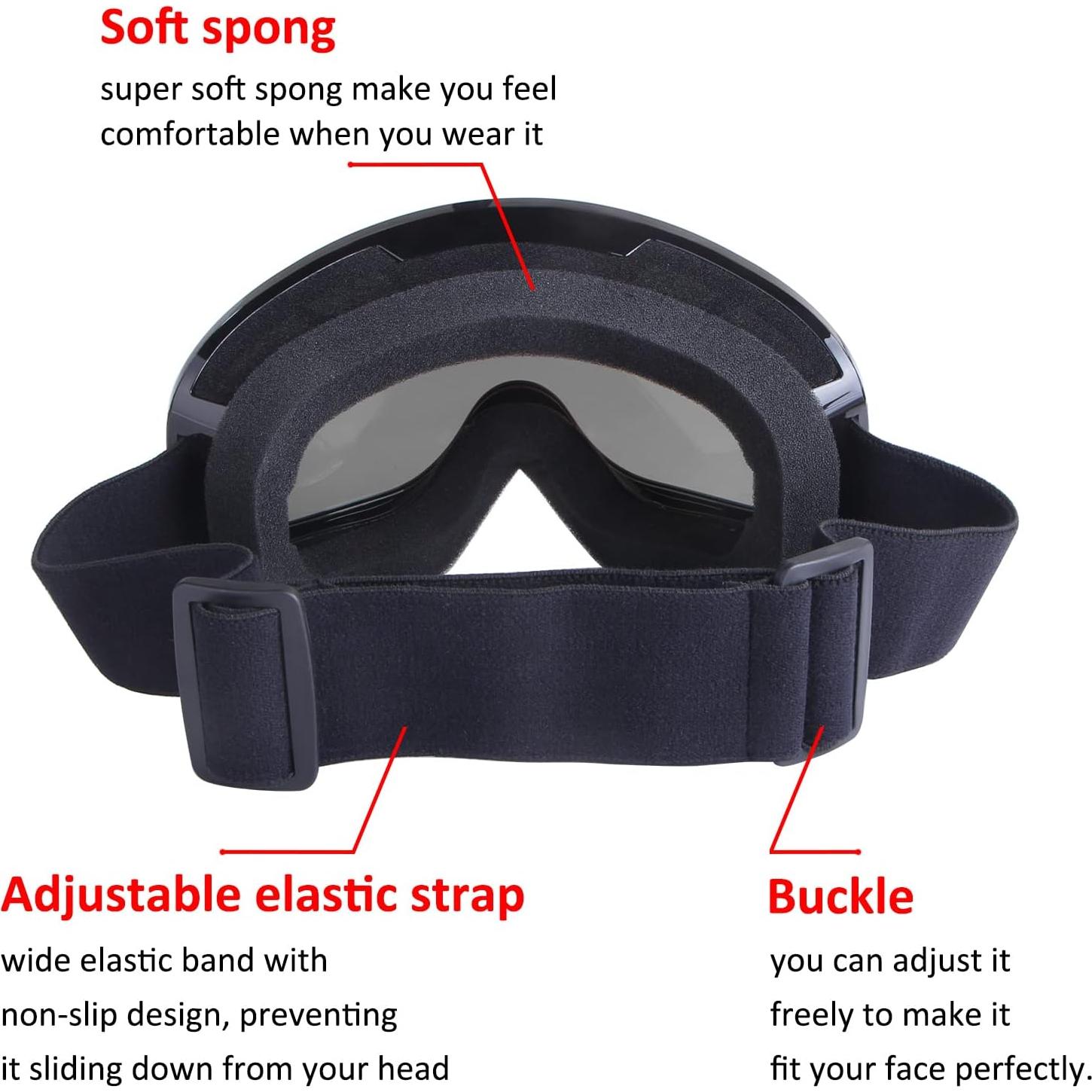 Gafas de Motocicleta 4-FQ Marco Negro Lente Clara Ajustables