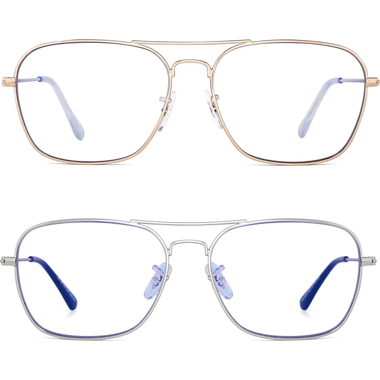 Gafas de Bloqueo Luz Azul JM Aviador Cuadradas Oro Plata
