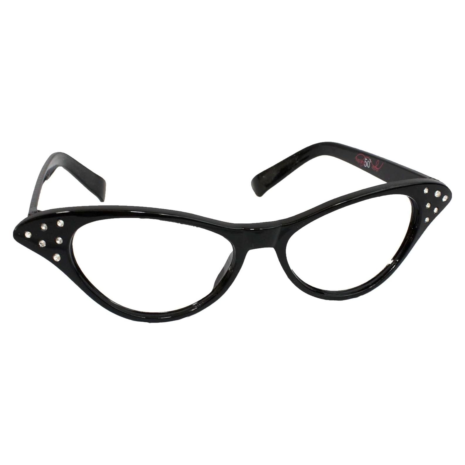 Gafas de Ojo de Gato Hip Hop 50's con Rhinestones para Mujeres