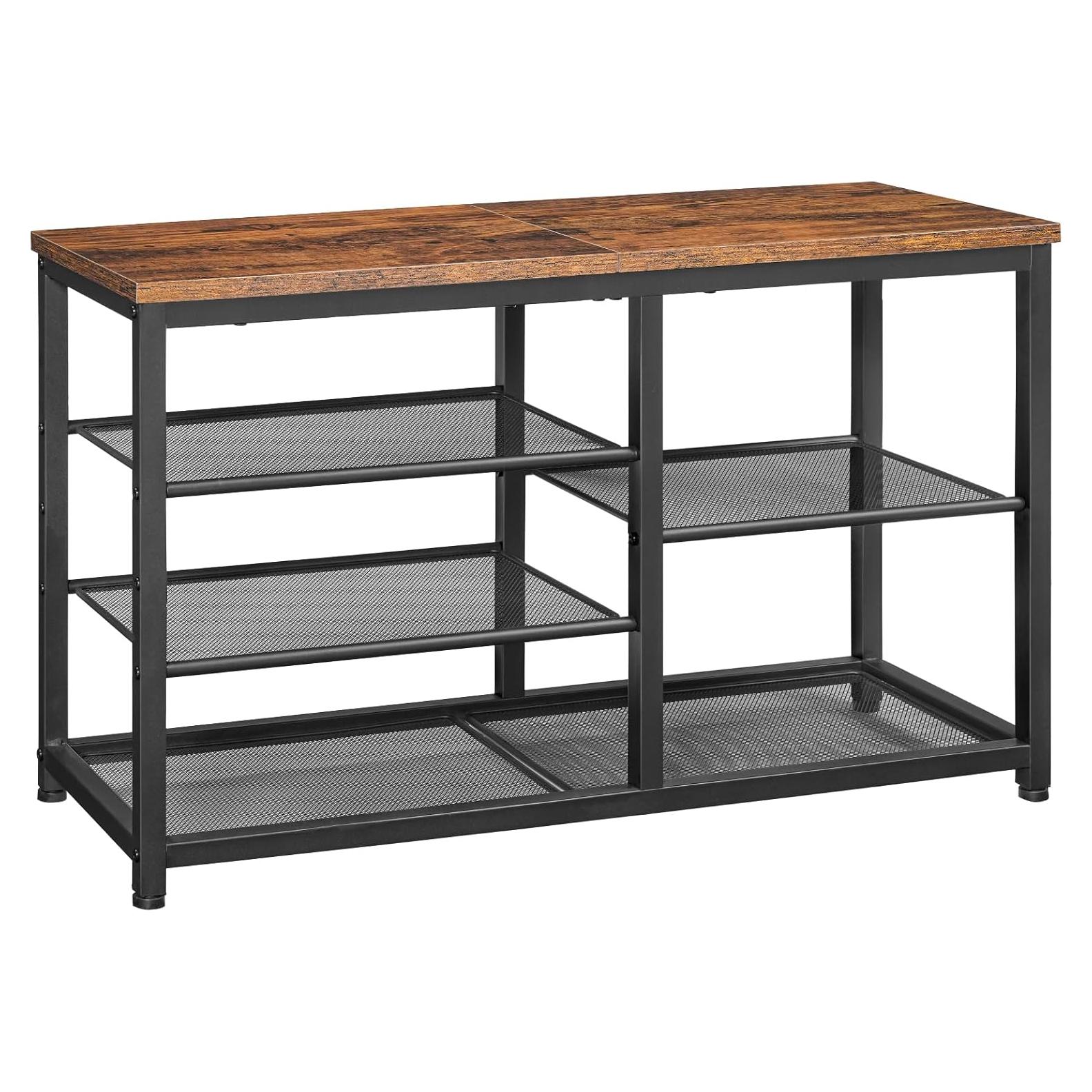 Banco para zapatos HOOBRO BF36HX01 80 cm Marrón Rústico y Negro