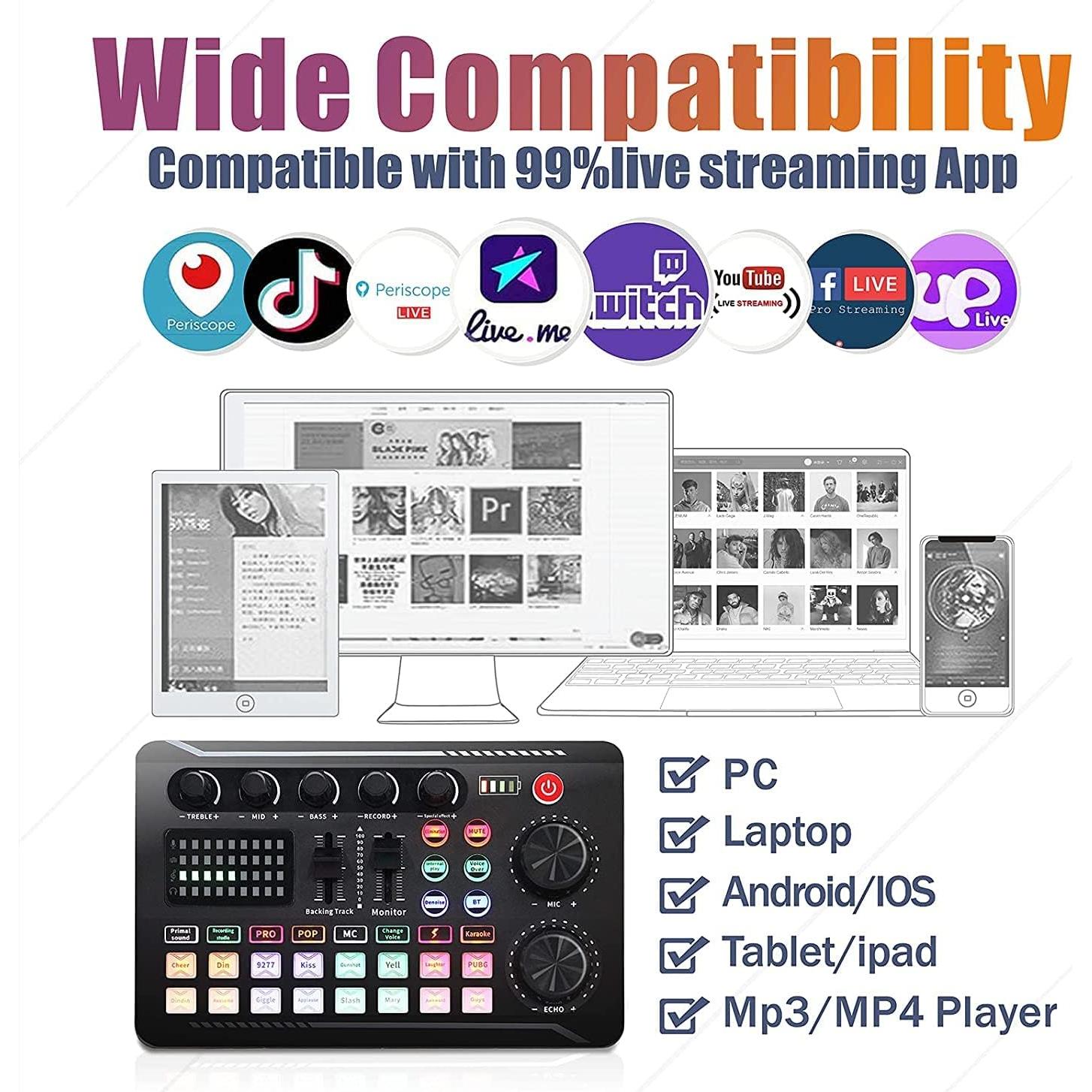 Kit de Podcast SINWE con Micrófono y Mezclador Profesional