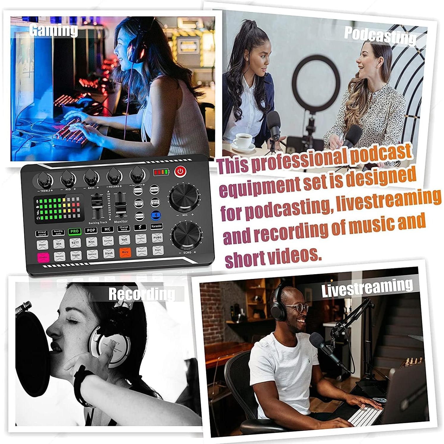 Kit de Podcast SINWE con Micrófono y Mezclador Profesional