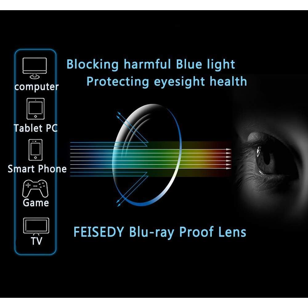 Gafas de Ojo de Gato FEISEDY Cristal Rosa con Bloqueo Luz Azul