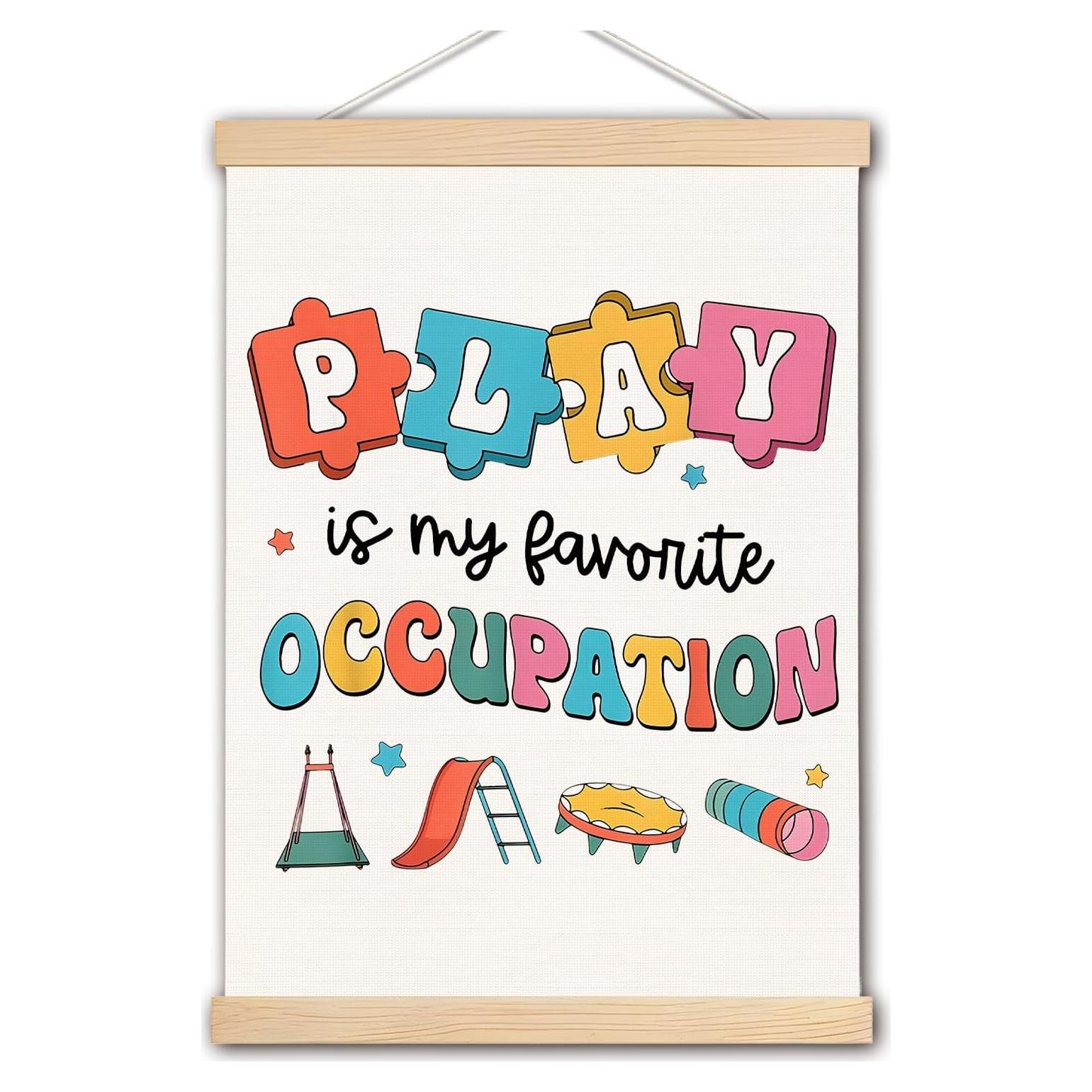 Cartel Colgante Terapia Ocupacional Jugar es Mi Ocupación 31.75x43.18 cm