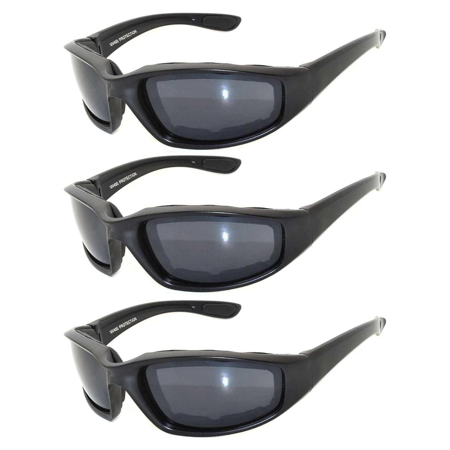 Gafas de Motocicleta Acolchadas Policarbonato UV 3 Pares