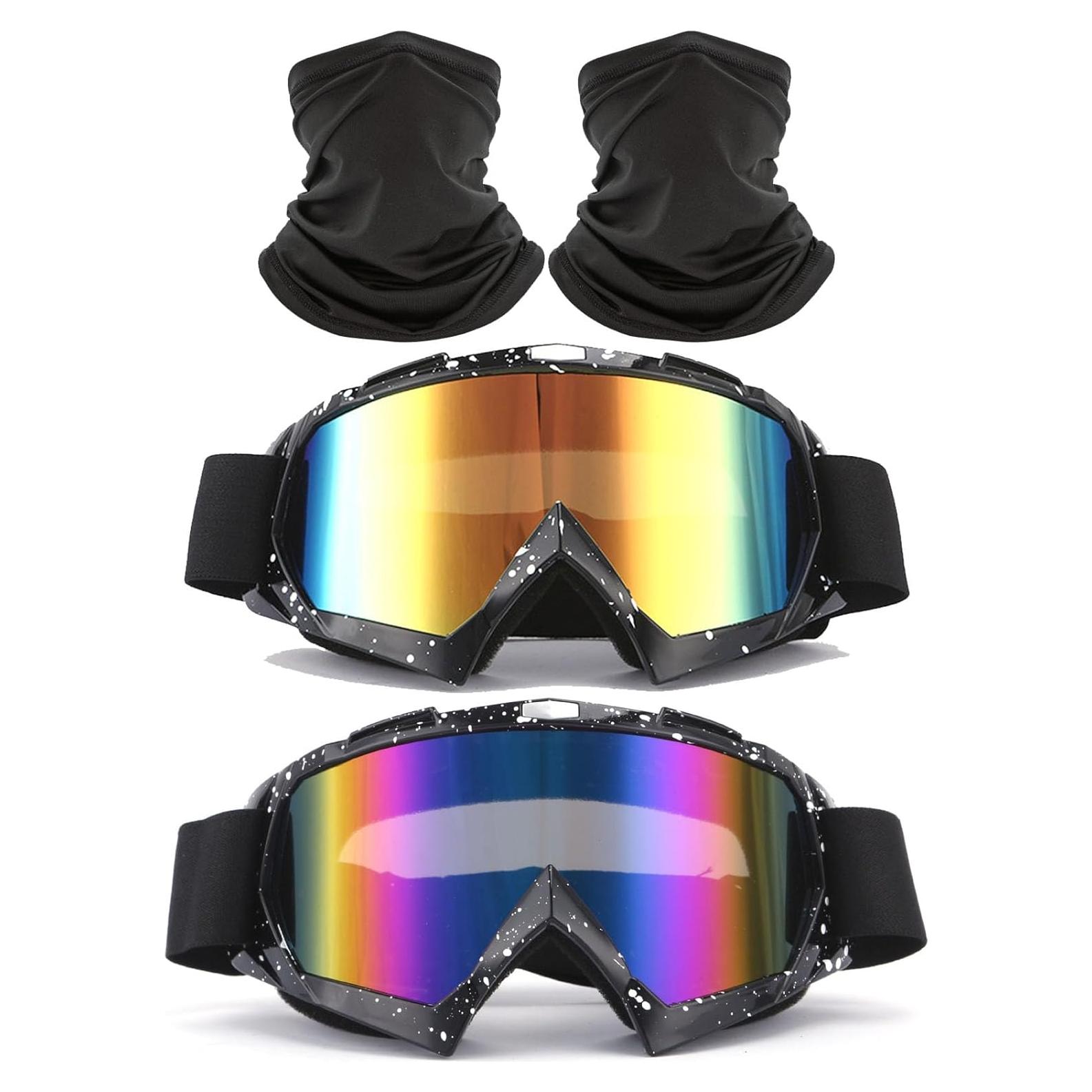 Paquete 2 Gafas de Moto Immoono Mármol Negro + 2 Cuellos