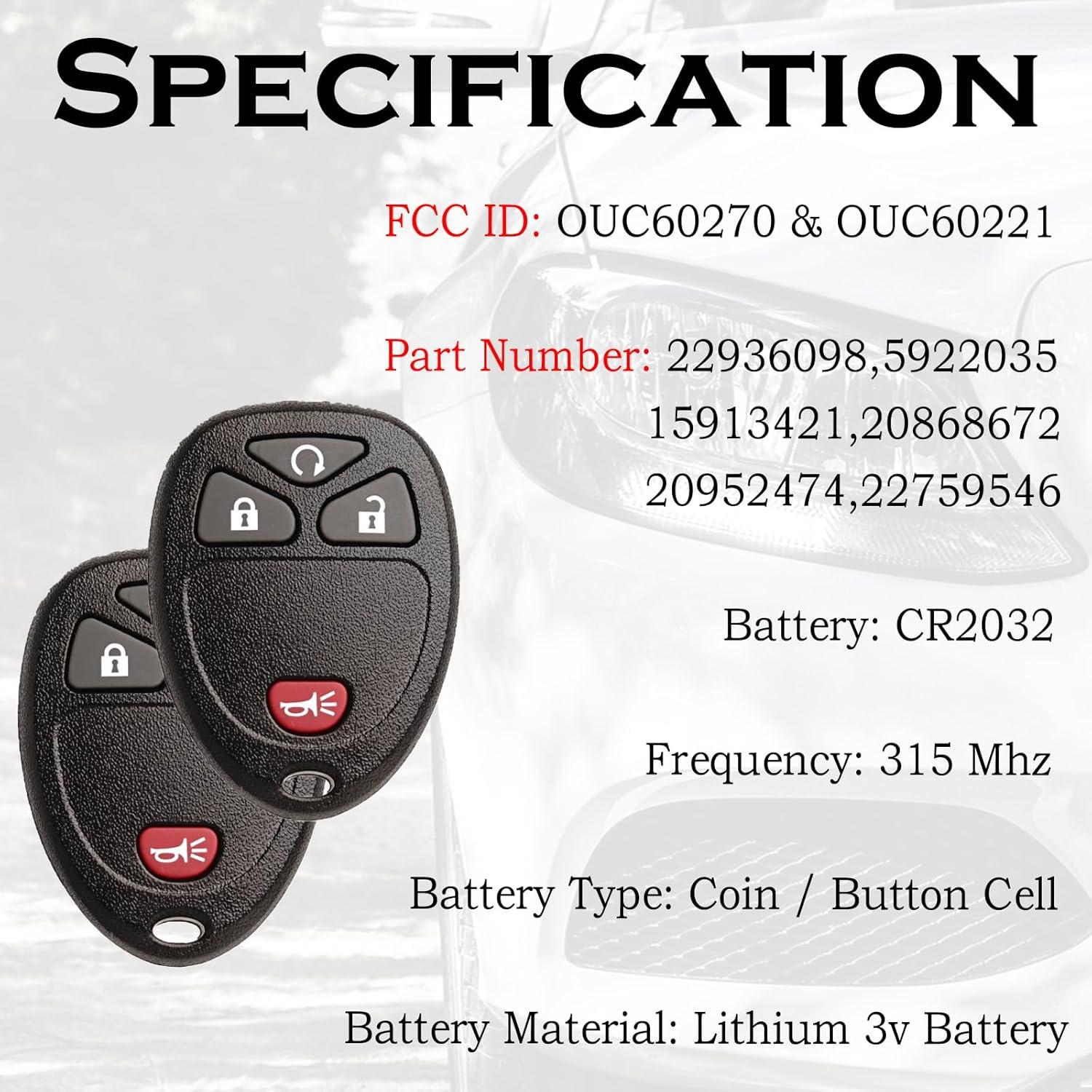 Control Remoto Entrada Sin Llave SUPALAND para Chevy 2007-2019