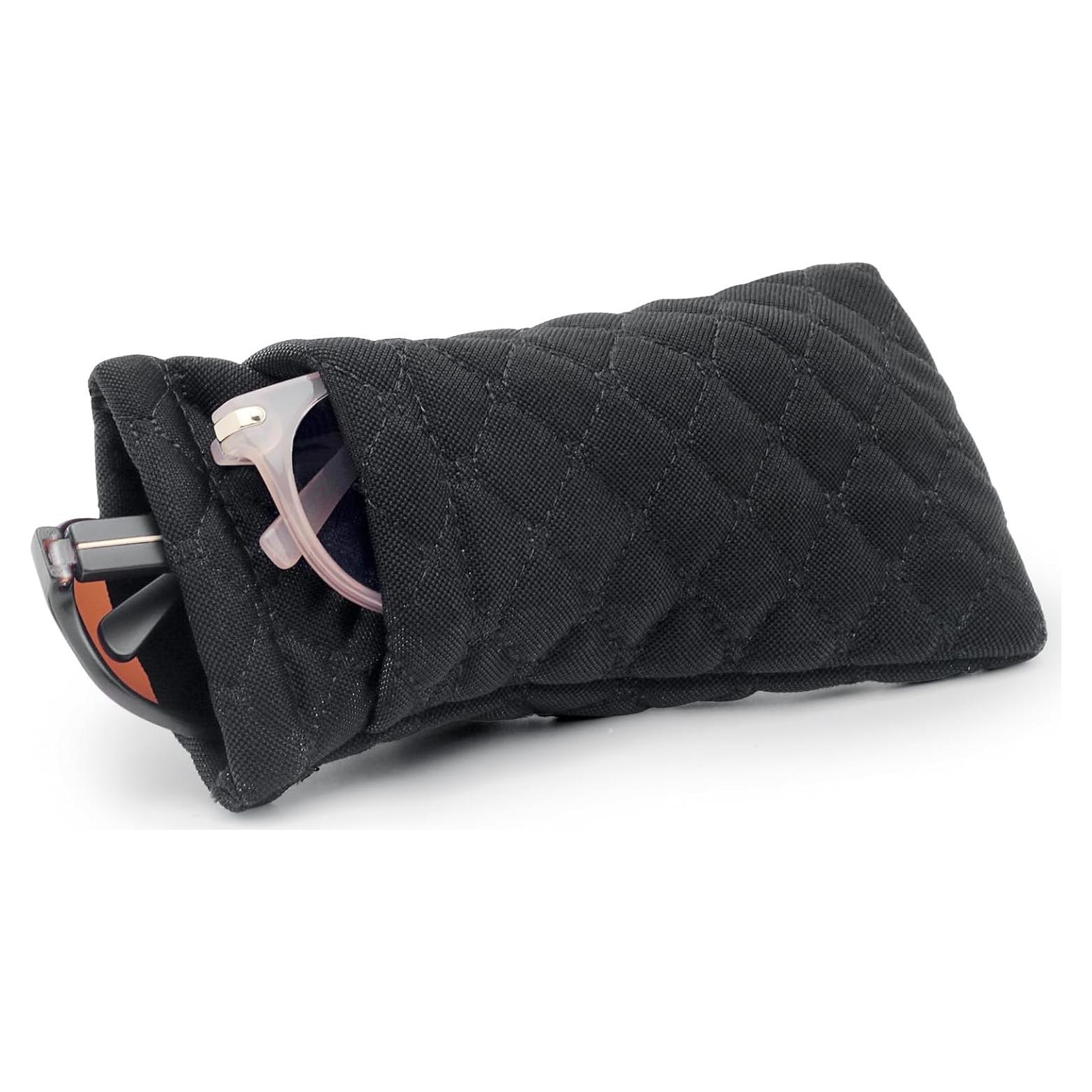 Estuche para Gafas Negro Doble Cristal con Paño de Limpieza