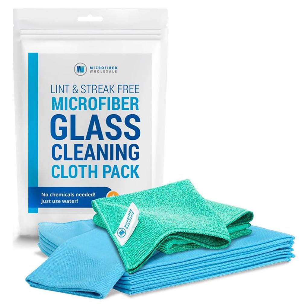 Paños de Limpieza de Vidrio Microfibra | 8 Piezas | Azul y Verde