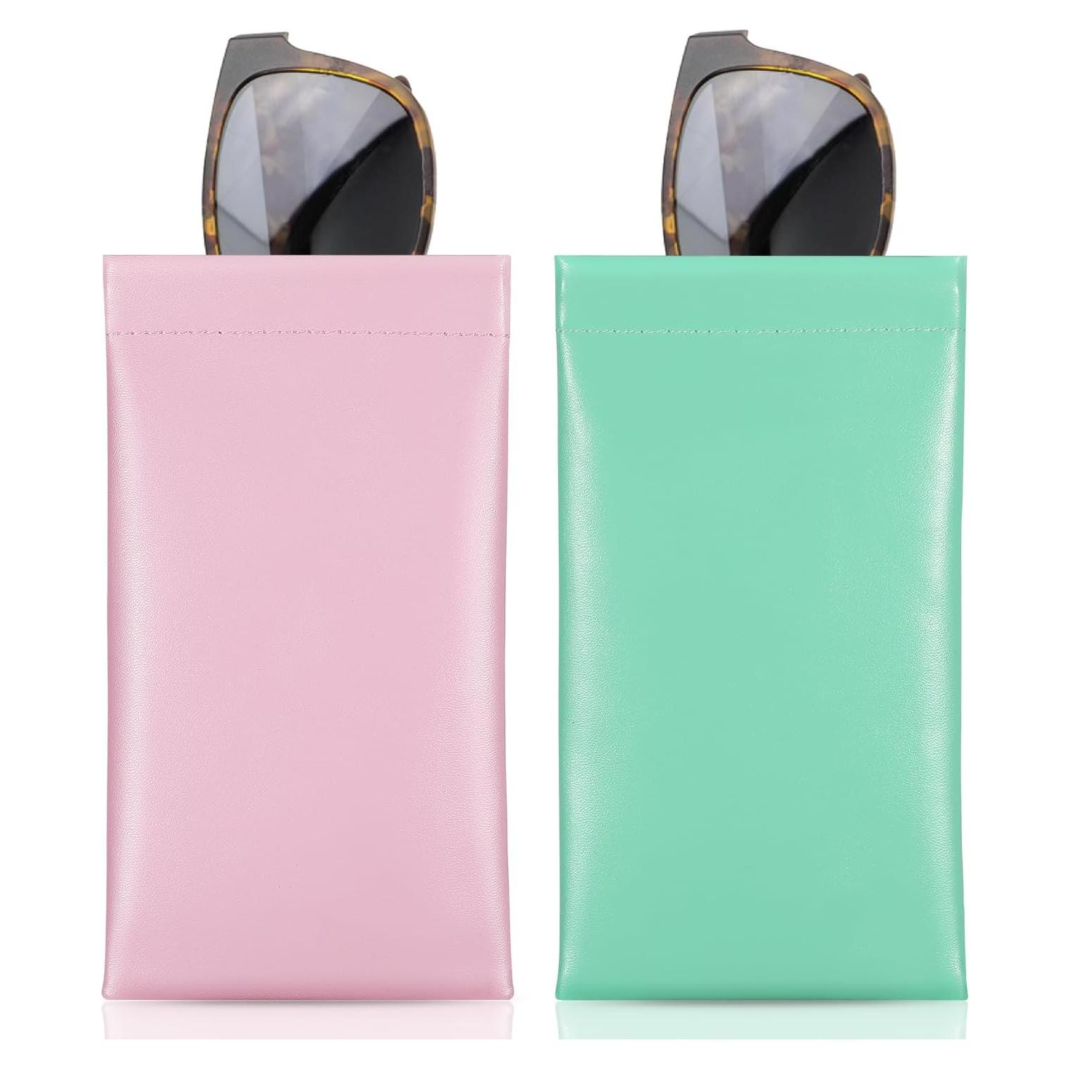 MoKo Funda de Gafas de Sol Cuero Suave Rosa y Verde Menta